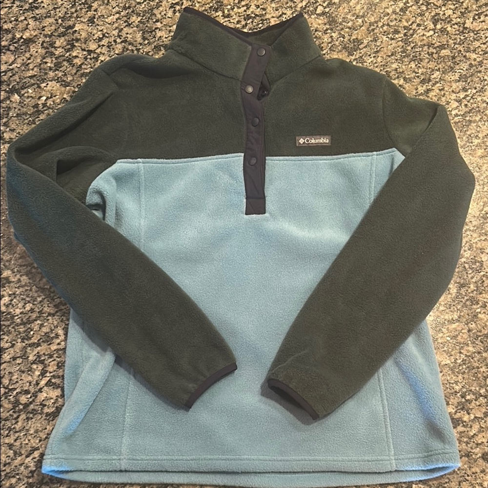 Columbia Green and Blue Fleece Pullover NWOT